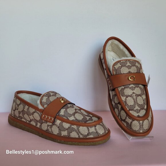 COACH Forest Slipper In Signature Textile Jacquard & Leather-Women’s Size 9B ⭐ - Picture 2 of 16